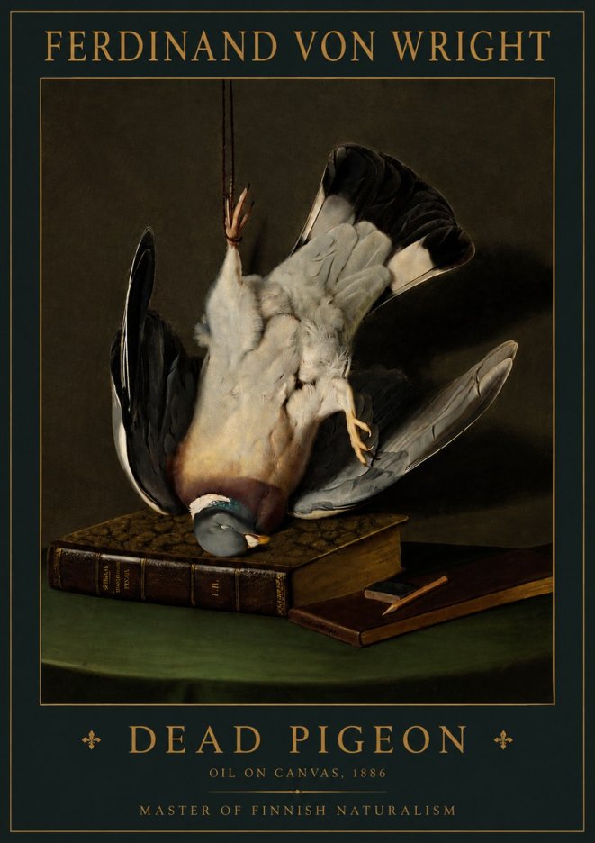 Ferdinand von Wright Dead Pigeon No5 - Affiche