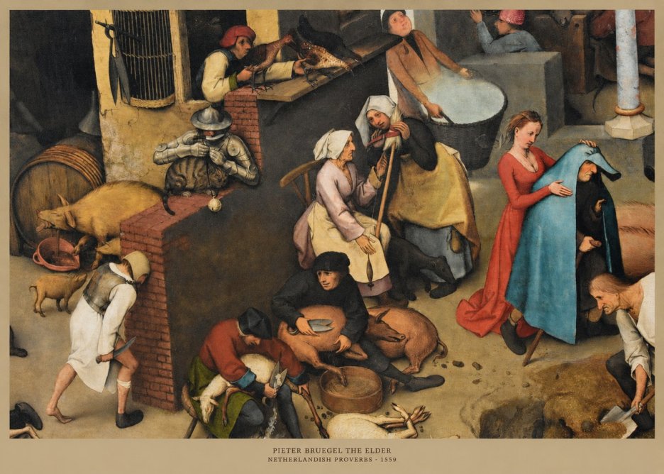 Pieter Bruegel Netherlandish Proverbs VIII No5 - Affiche