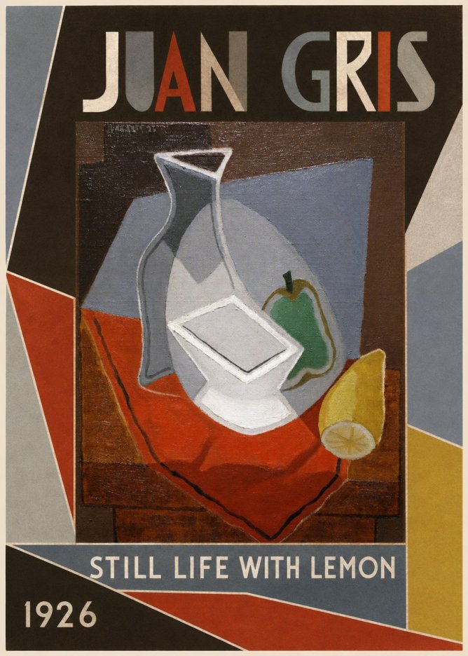 Juan Gris Still Life with Lemon No1 - Affiche