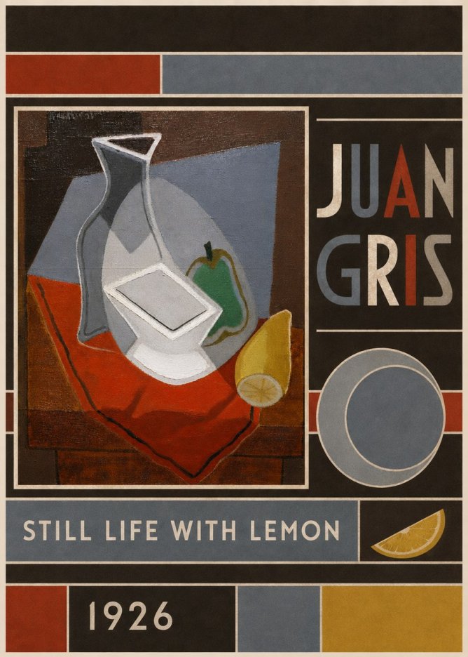 Juan Gris Still Life with Lemon No6 - Affiche