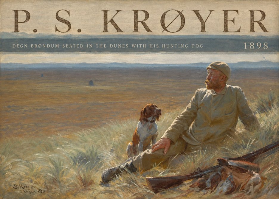 P.S. Krøyer Degn Brøndum Seated in the Dunes with His Hunting Dog No4 - Affiche