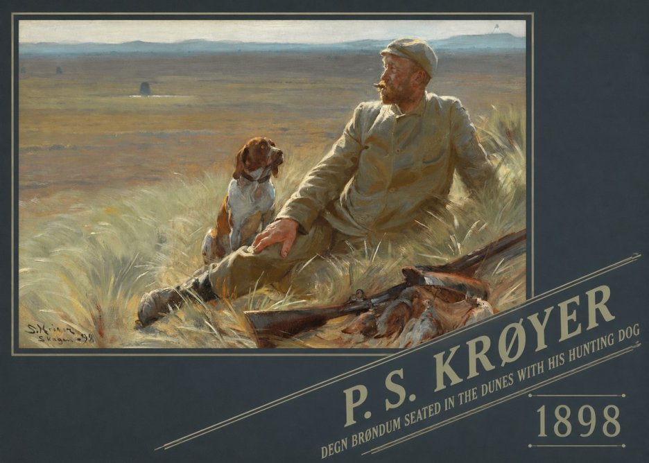 P.S. Krøyer Degn Brøndum Seated in the Dunes with His Hunting Dog No6 - Affiche