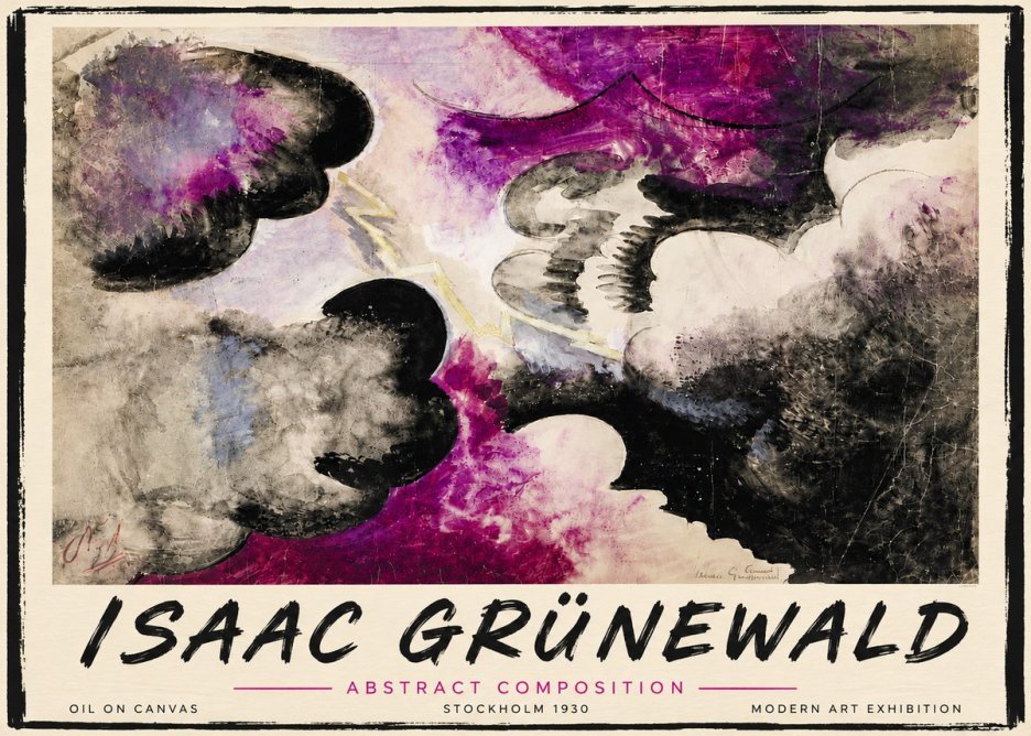 Isaac Grünewald Abstract Composition No5 - Affiche