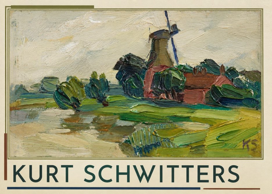 Kurt Schwitters Landscape with Windmill No1 - Affiche