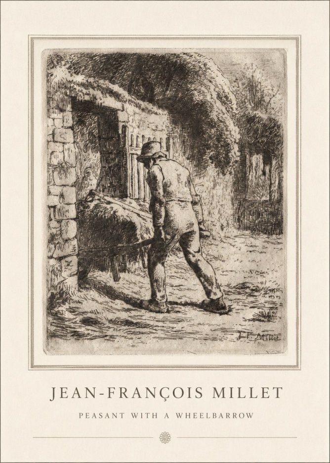 Jean-François Millet Peasant with a Wheelbarrow No4 - Affiche