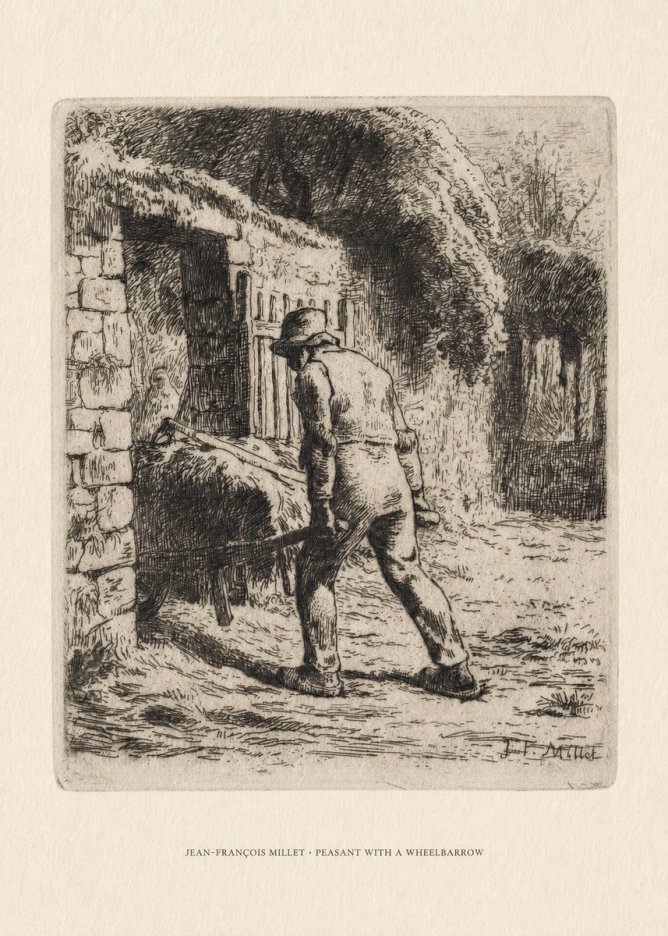 Jean-François Millet Peasant with a Wheelbarrow No6 - Affiche