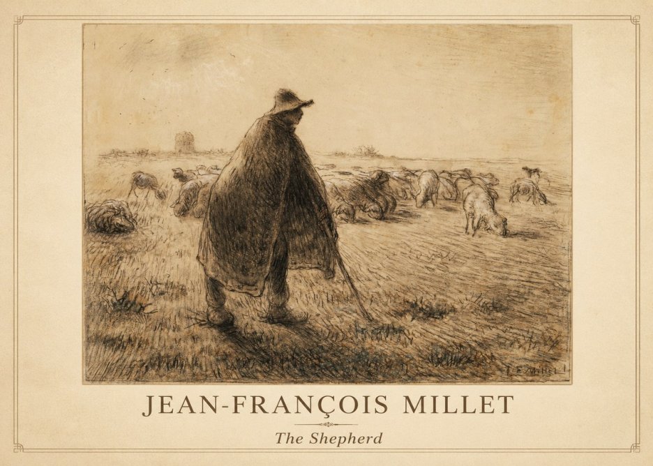 Jean-François Millet The Shepherd No1 - Affiche