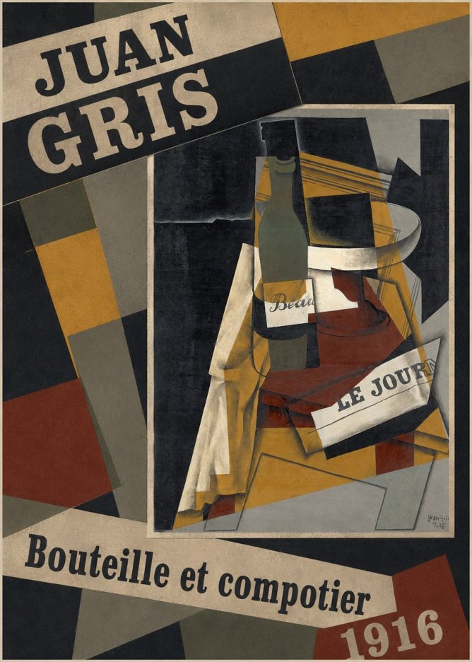 Juan Gris Bouteille Et Compotier No4 - Affiche