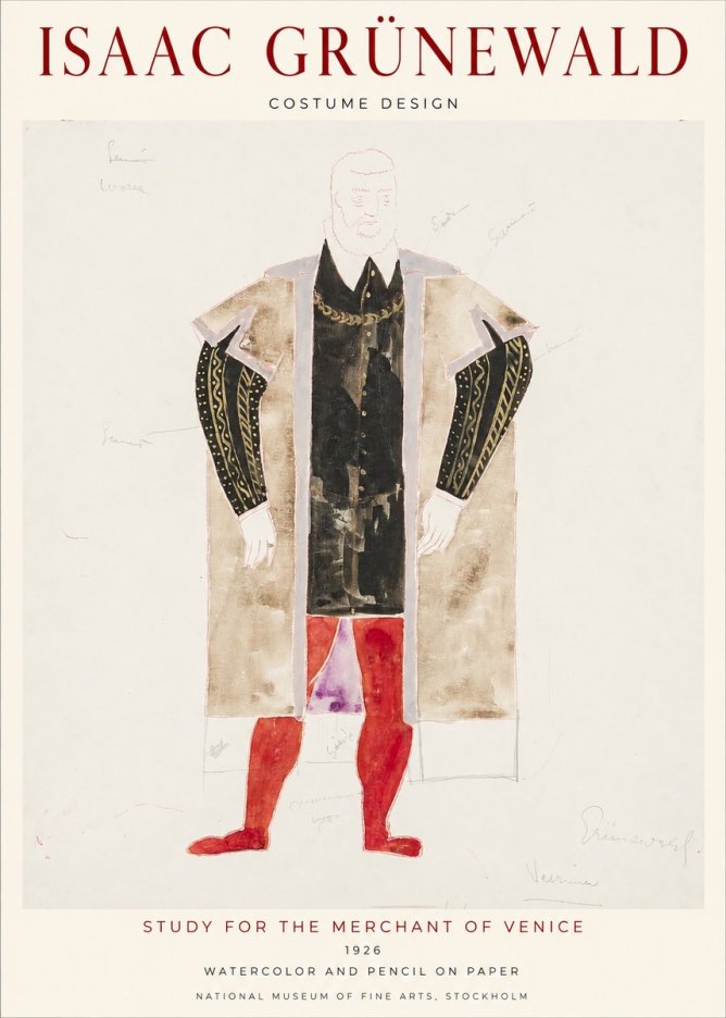 Isaac Grünewald Study for the Merchant of Venice No1 - Affiche