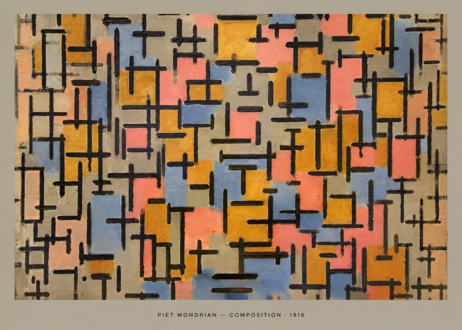 Piet Mondrian Composition No6 - Affiche