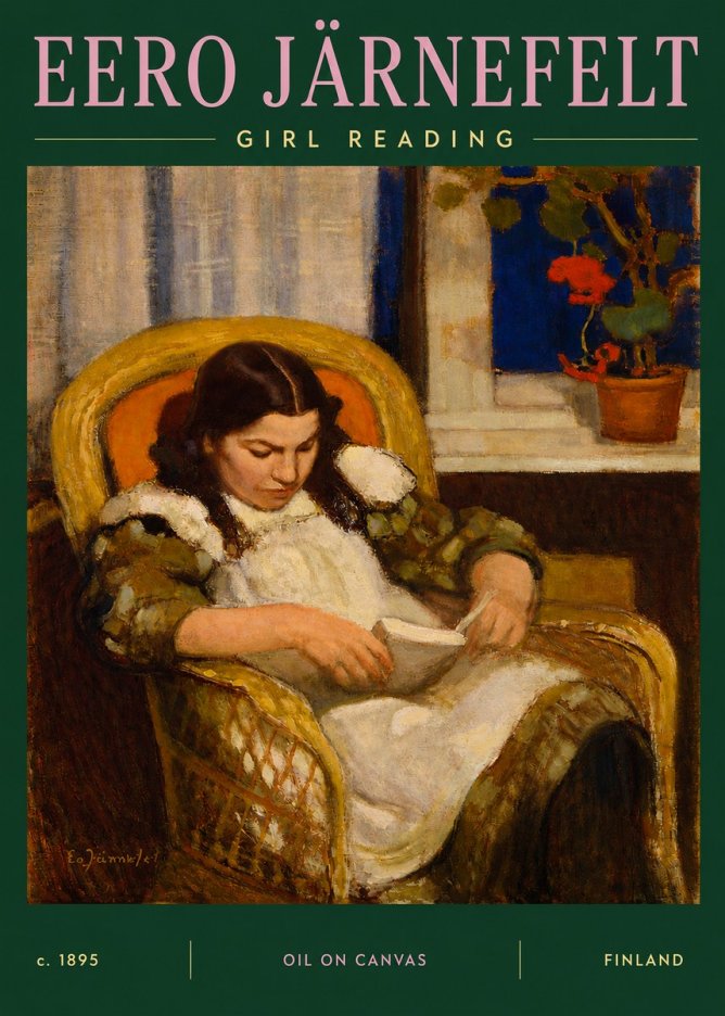 Eero Järnefelt Girl Reading No3 - Affiche