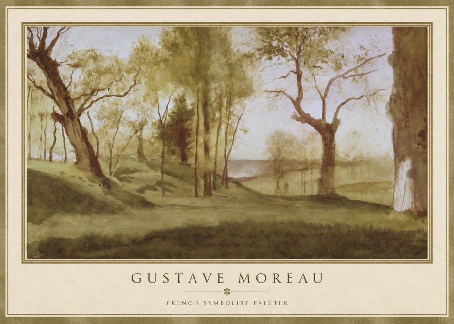 Gustave Moreau Wooded River Landscape No1 - Affiche