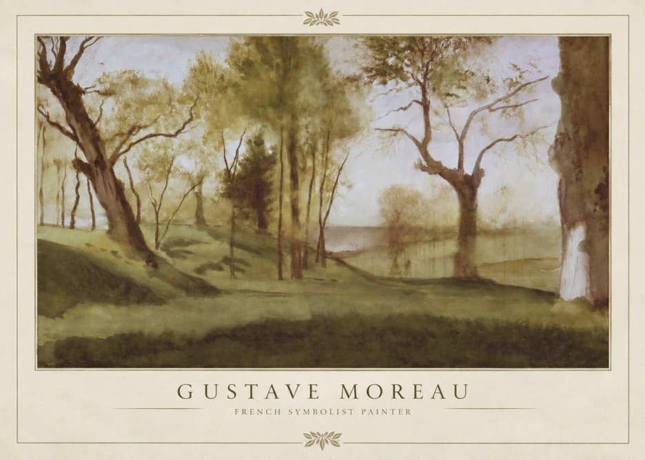 Gustave Moreau Wooded River Landscape No2 - Affiche