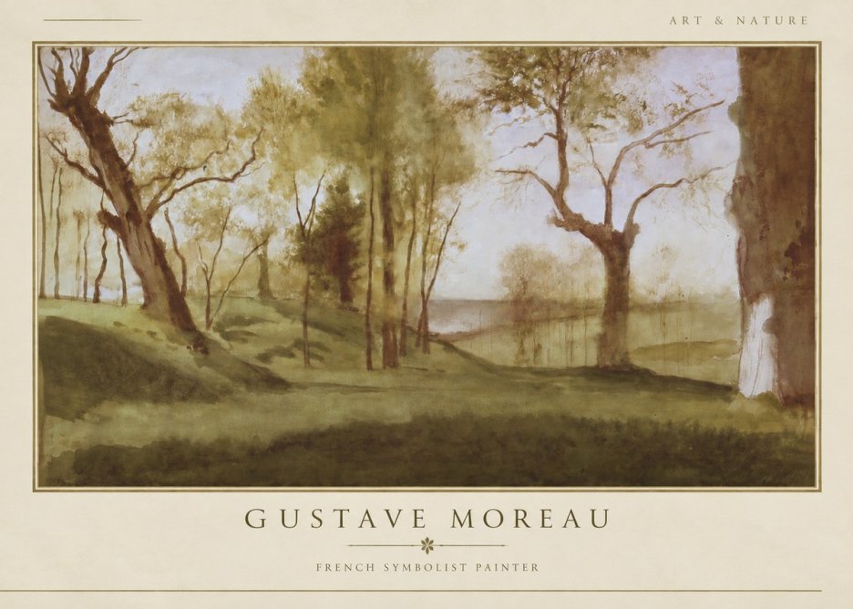 Gustave Moreau Wooded River Landscape No3 - Affiche
