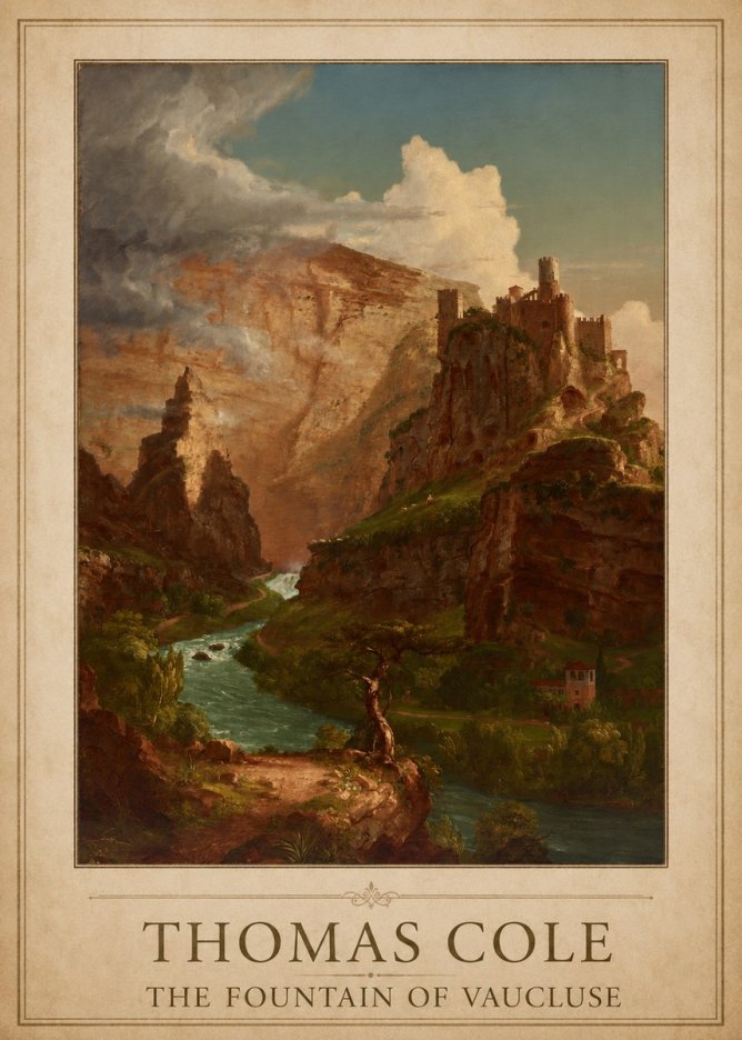 Thomas Cole The Fountain of Vaucluse II No1 - Affiche