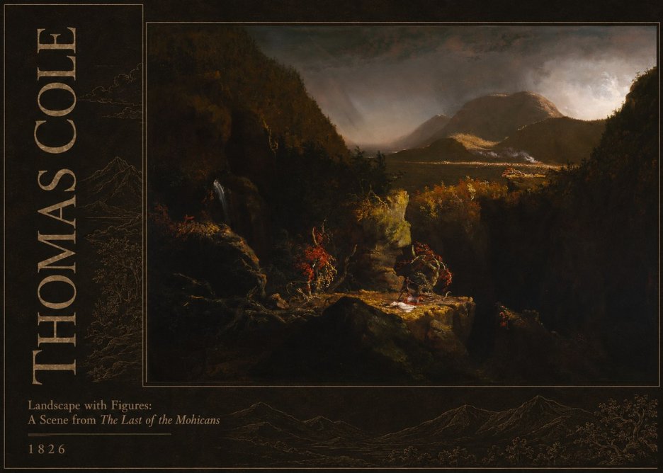 Thomas Cole Landscape with Figures: a Scene from the Last of the Mohicans No2 - Affiche