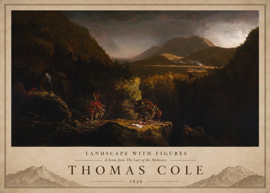 Thomas Cole Landscape with Figures: a Scene from the Last of the Mohicans No3 - Affiche