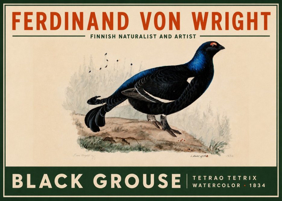Ferdinand von Wright Black Grouse No2 - Affiche