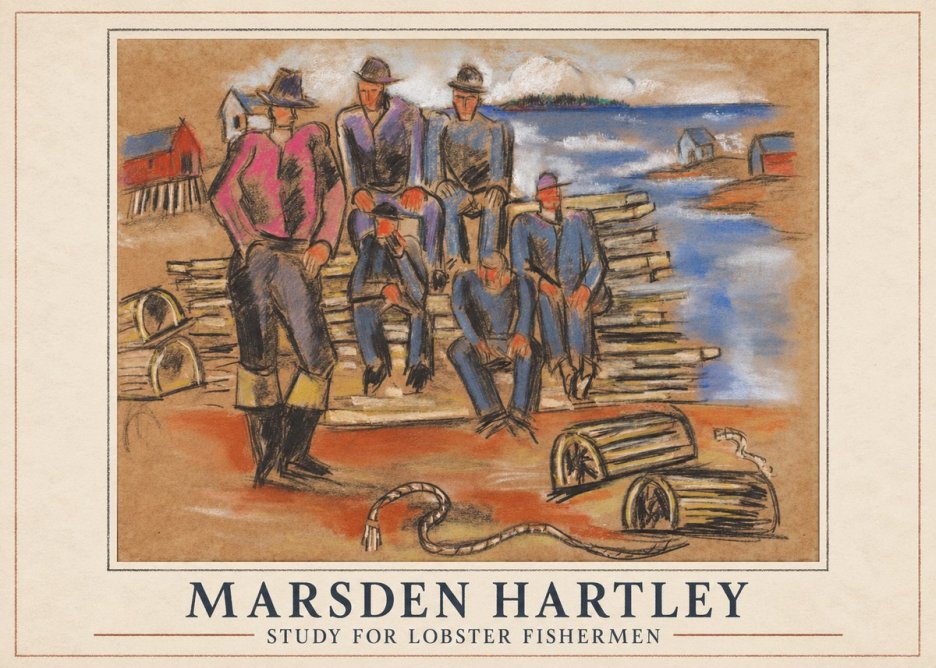 Marsden Hartley Study for 'Lobster Fishermen' No2 - Affiche