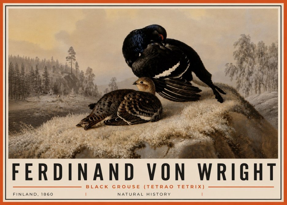 Ferdinand von Wright Black Grouse (Tetrao Tetrix) No6 - Affiche