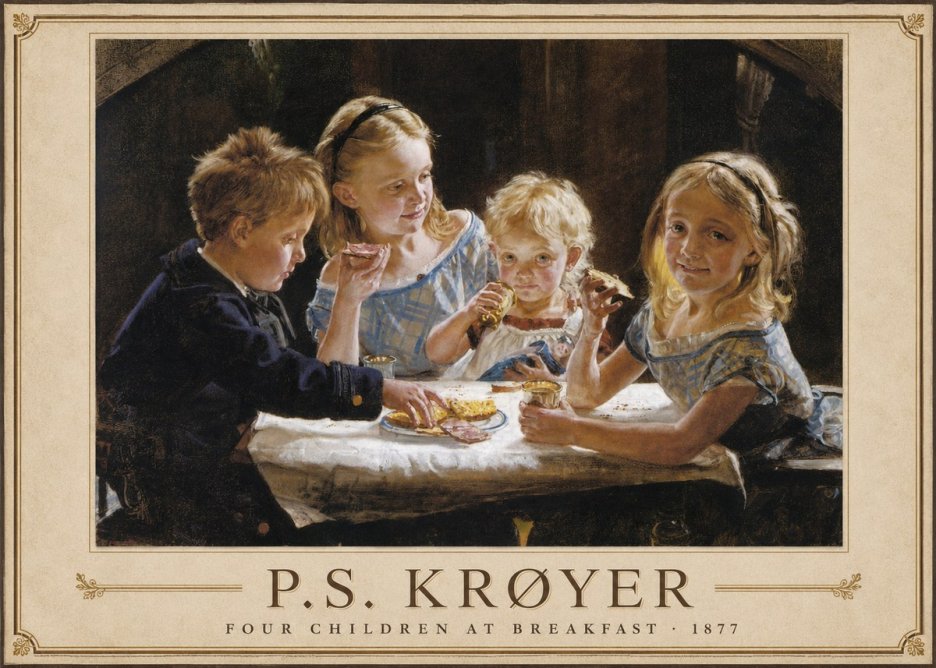 P.S. Krøyer Four Children at Breakfast No1 - Affiche