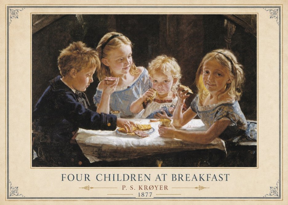 P.S. Krøyer Four Children at Breakfast No3 - Affiche