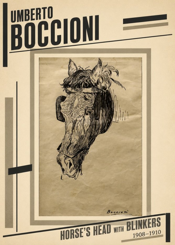 Umberto Boccioni Horse's Head with Blinkers No2 - Affiche