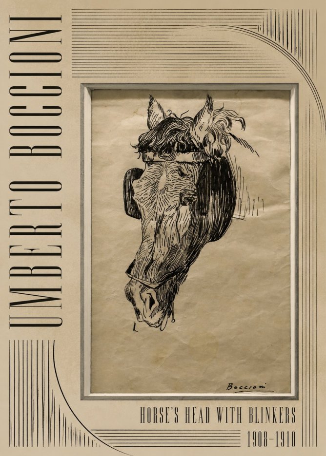 Umberto Boccioni Horse's Head with Blinkers No4 - Affiche