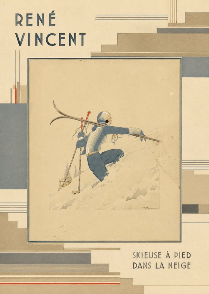 René Vincent Skieuse À Pied Dans La Neige No6 - Affiche
