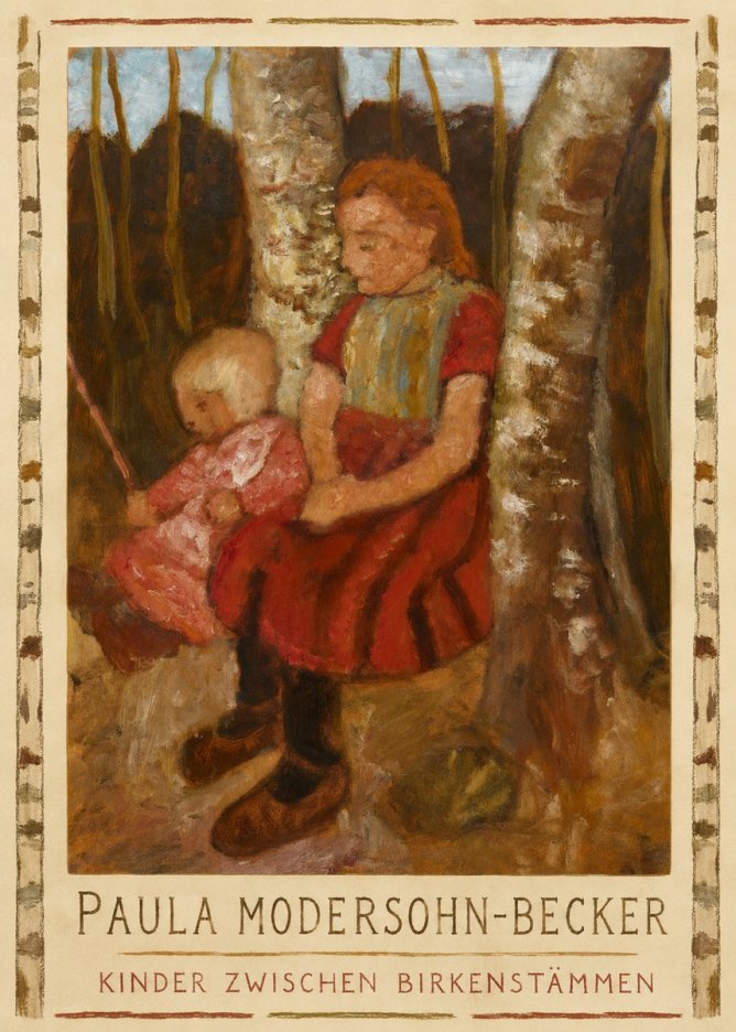 Paula Modersohn-Becker Kinder Zwischen Birkenstämmen No1 - Affiche