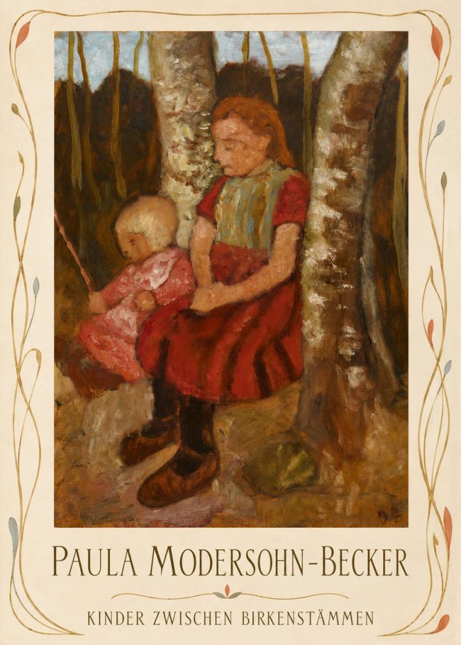 Paula Modersohn-Becker Kinder Zwischen Birkenstämmen No3 - Affiche