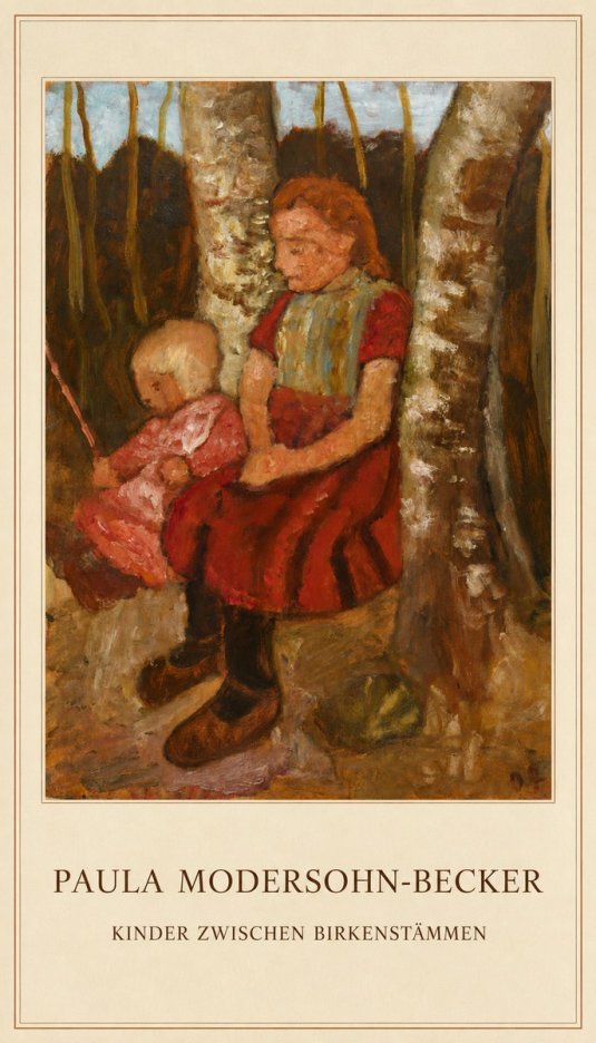 Paula Modersohn-Becker Kinder Zwischen Birkenstämmen No5 - Affiche