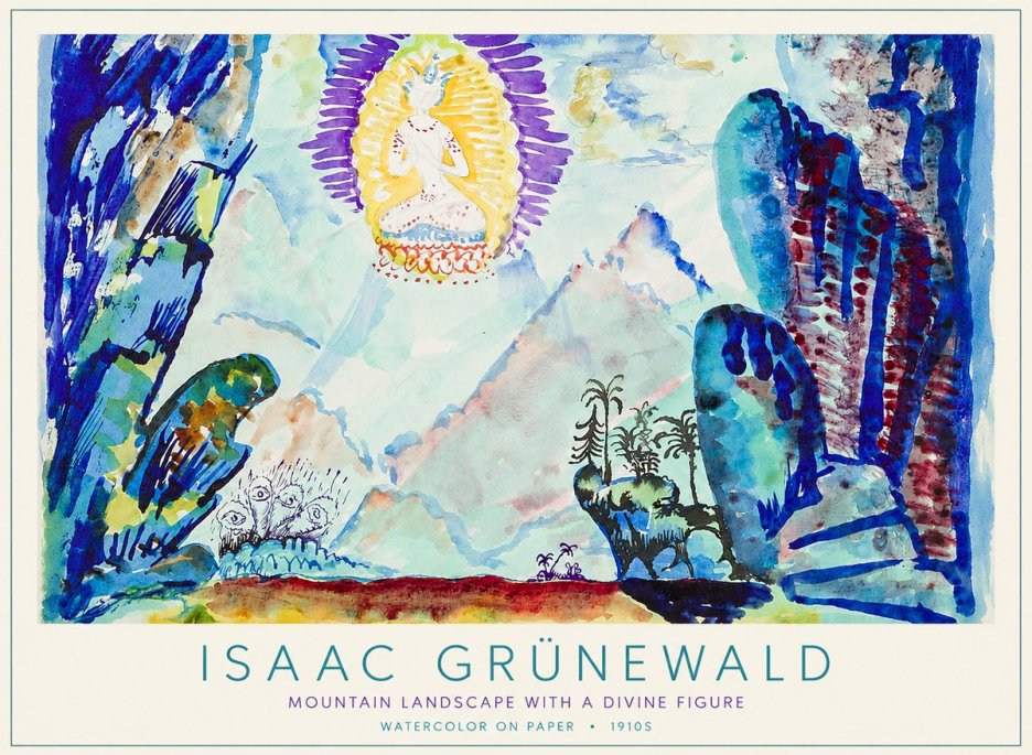 Isaac Grünewald Mountain Landscape with a Divine Figure No1 - Affiche