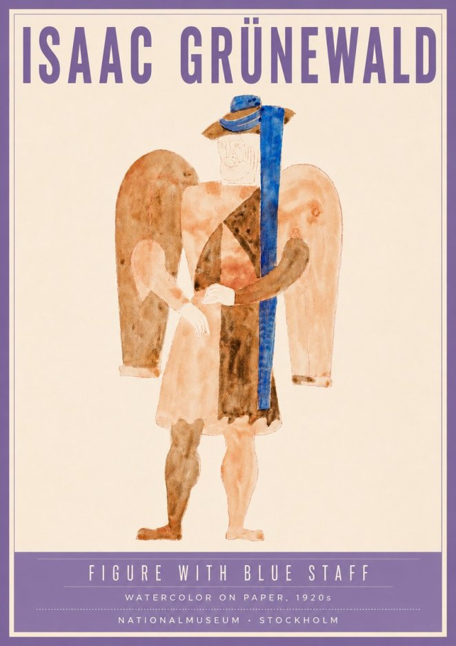 Isaac Grünewald Figure with Blue Staff No4 - Affiche