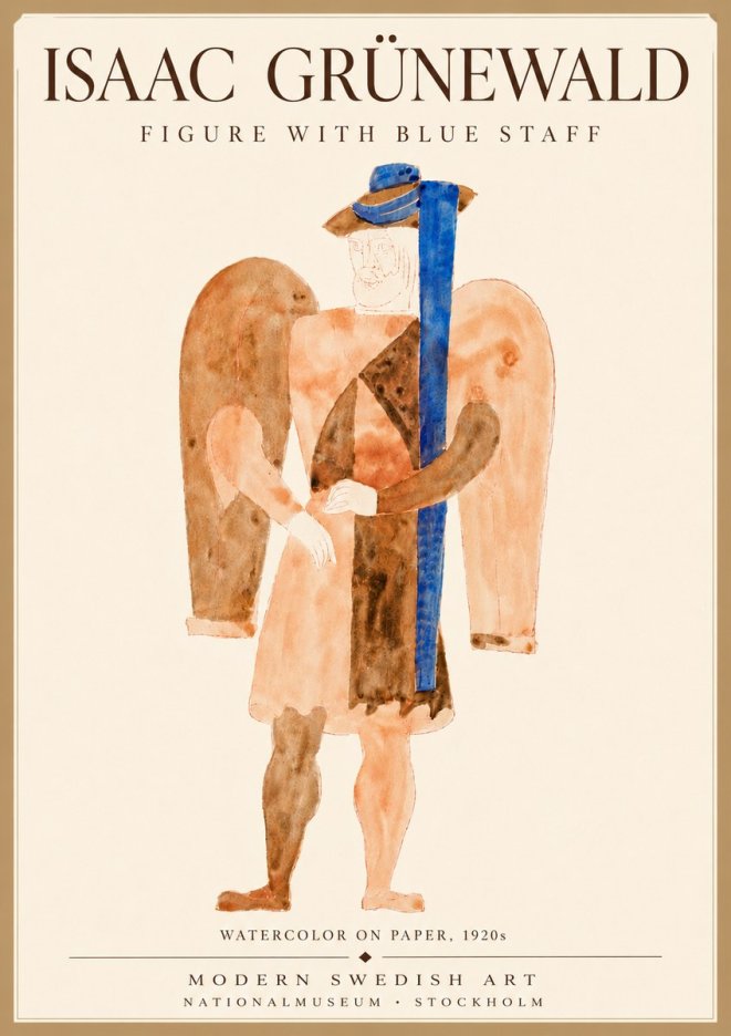 Isaac Grünewald Figure with Blue Staff No6 - Affiche