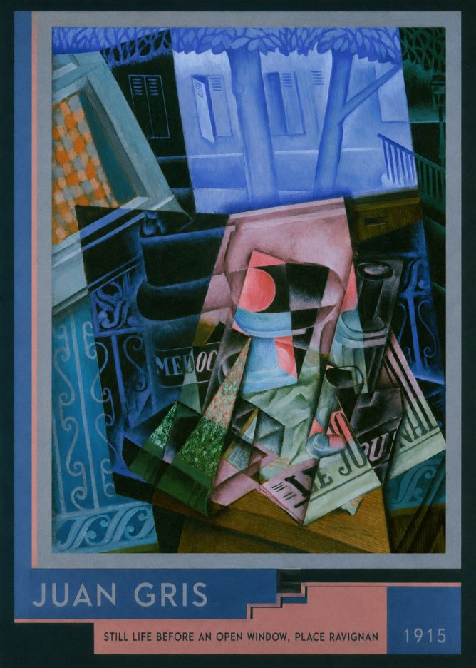 Juan Gris Still Life Before an Open Window, Place Ravignan No2 - Affiche