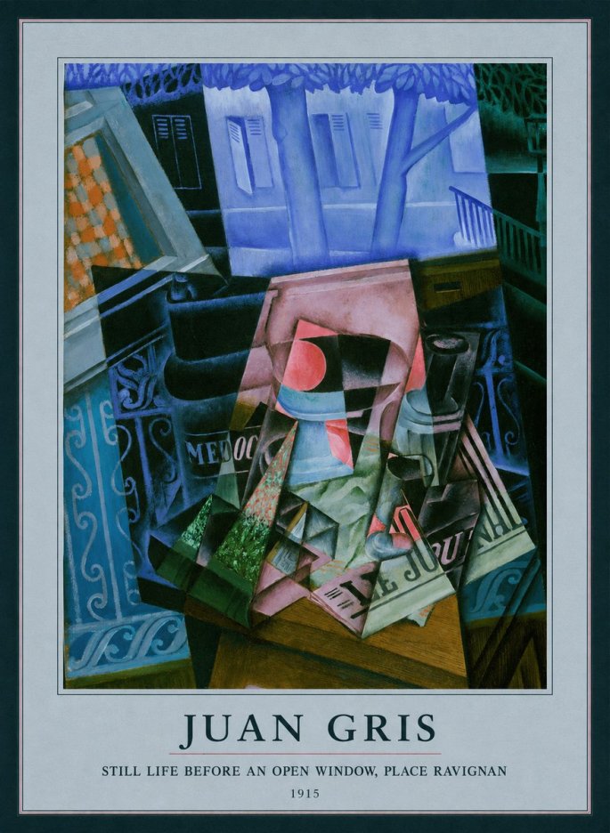 Juan Gris Still Life Before an Open Window, Place Ravignan No3 - Affiche