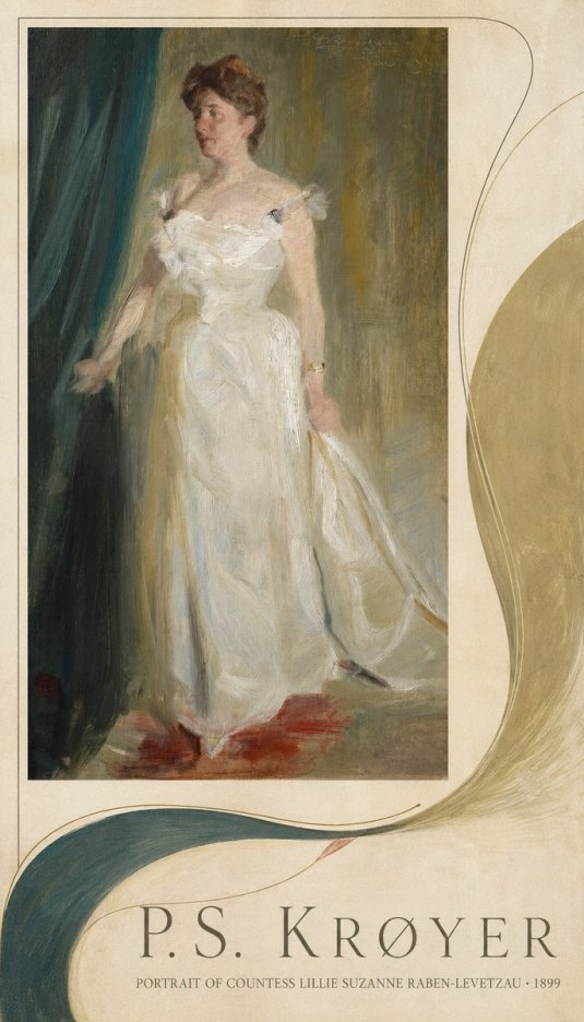 P.S. Krøyer Portrait of Countess Lillie Suzanne Raben-levetzau - 1899 No3 - Affiche
