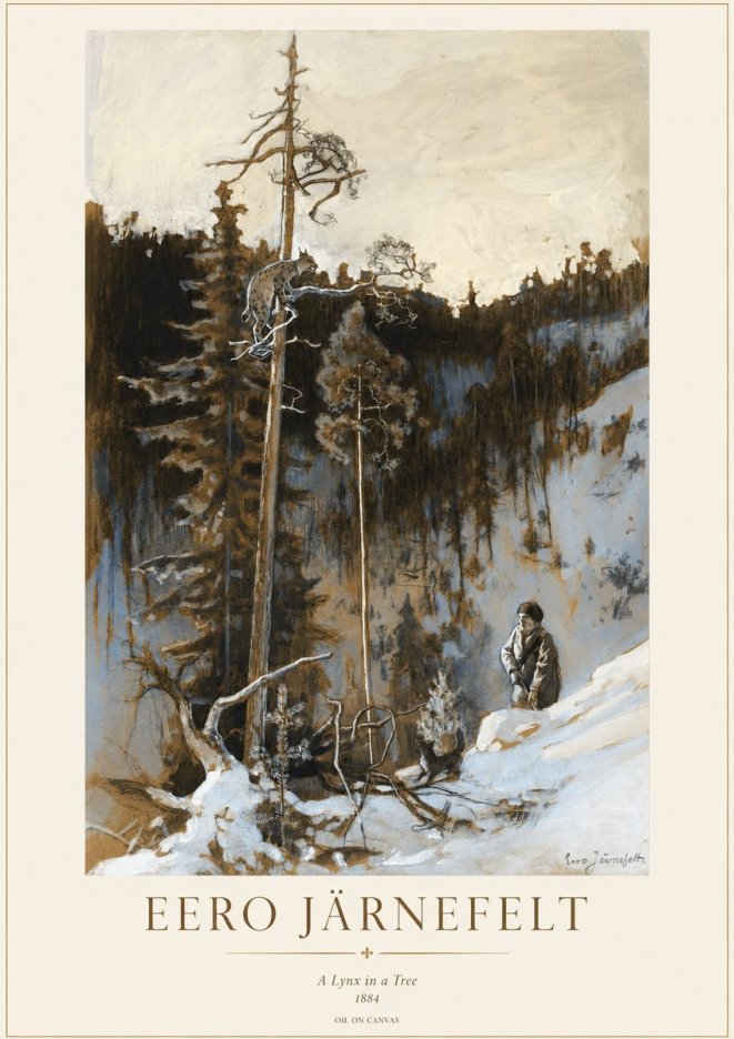 Eero Järnefelt A Lynx in a Tree No1 - Affiche