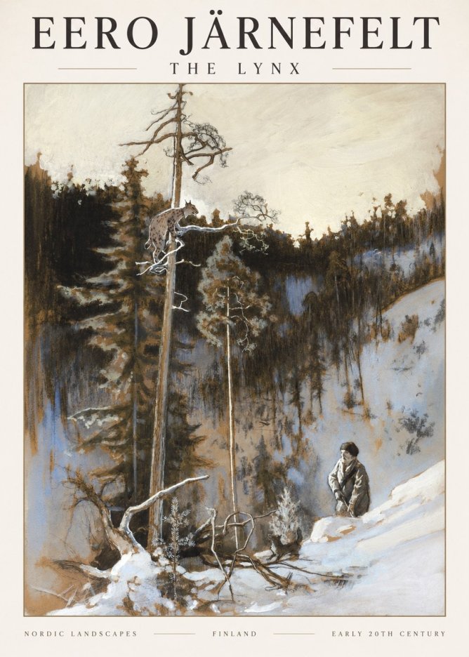 Eero Järnefelt A Lynx in a Tree No3 - Affiche