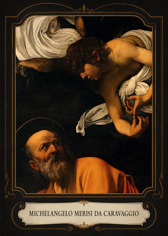 Michelangelo Merisi da Caravaggio The Inspiration of Saint Matthew I No4 - Affiche