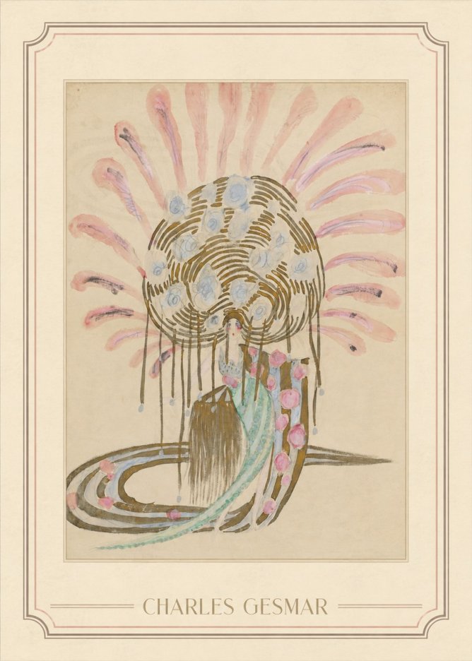 Charles Gesmar Woman with Headdress No1 - Affiche