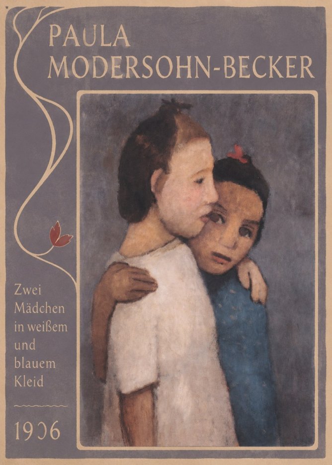 Paula Modersohn-Becker Zwei Mädchen in Weißem Und Blauem Kleid No3 - Affiche