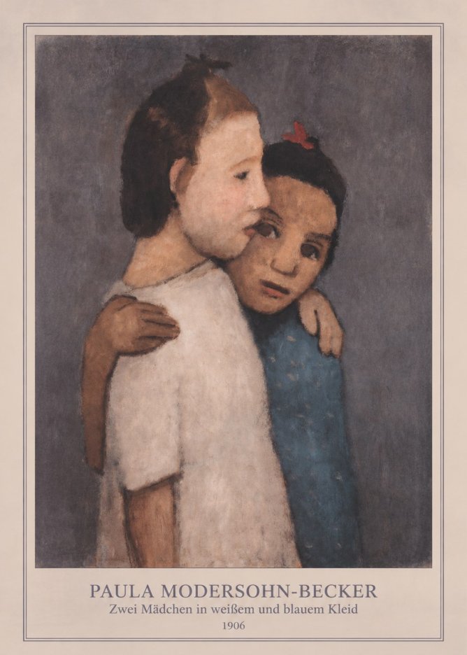 Paula Modersohn-Becker Zwei Mädchen in Weißem Und Blauem Kleid No4 - Affiche