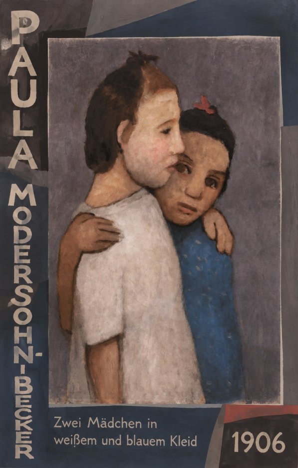 Paula Modersohn-Becker Zwei Mädchen in Weißem Und Blauem Kleid No5 - Affiche