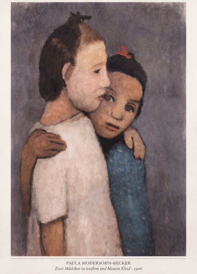 Paula Modersohn-Becker Zwei Mädchen in Weißem Und Blauem Kleid No6 - Affiche