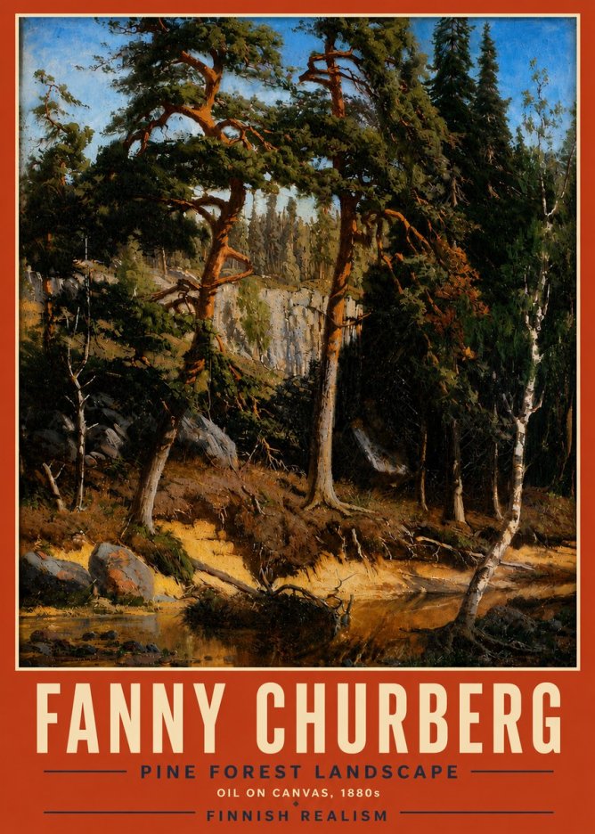 Fanny Churberg Pine Forest Landscape No5 - Affiche
