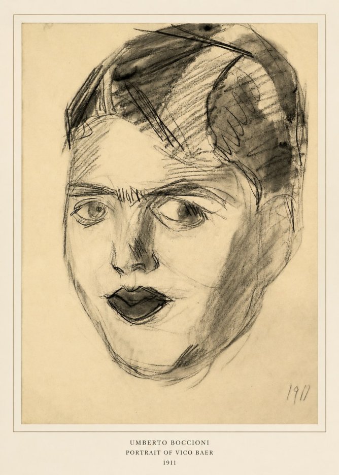Umberto Boccioni Portrait of Vico Baer No6 - Affiche
