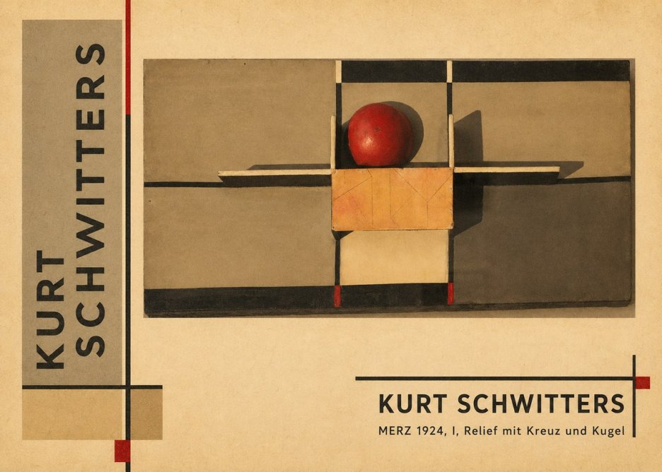 Kurt Schwitters Merz 1924, I, Relief Mit Kreuz Und Kugel No2 - Affiche
