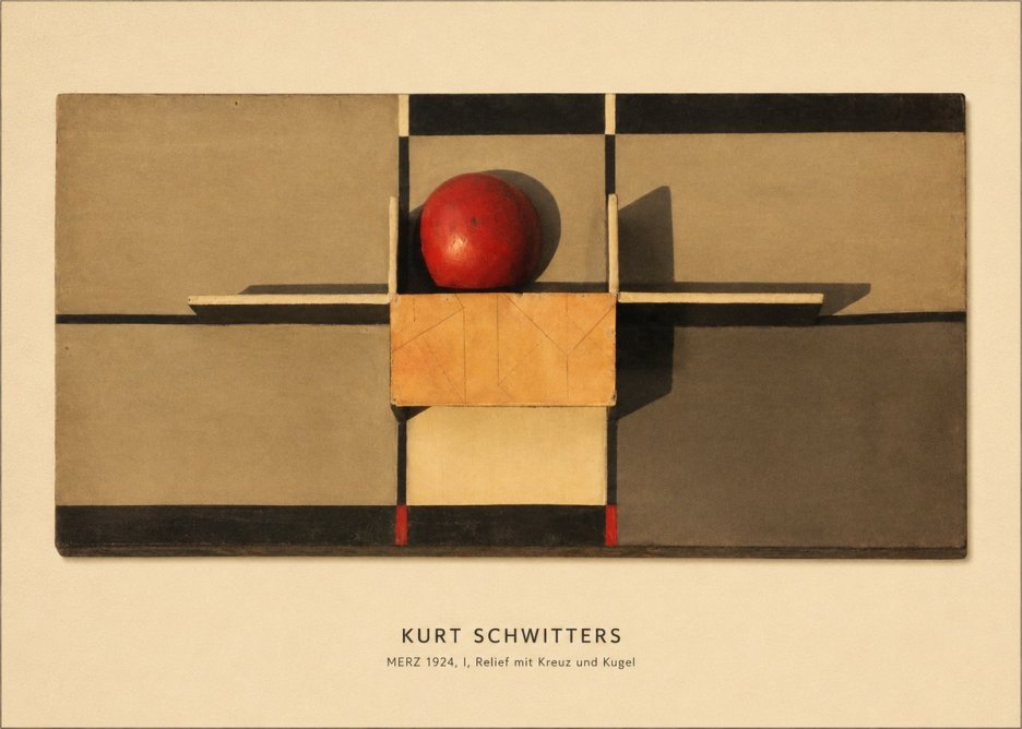 Kurt Schwitters Merz 1924, I, Relief Mit Kreuz Und Kugel No5 - Affiche